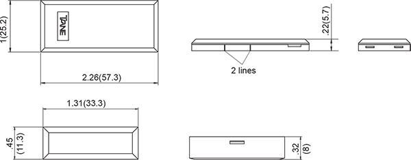 TWC Wireless Alarm Contacts Outline Dimensions Diagram